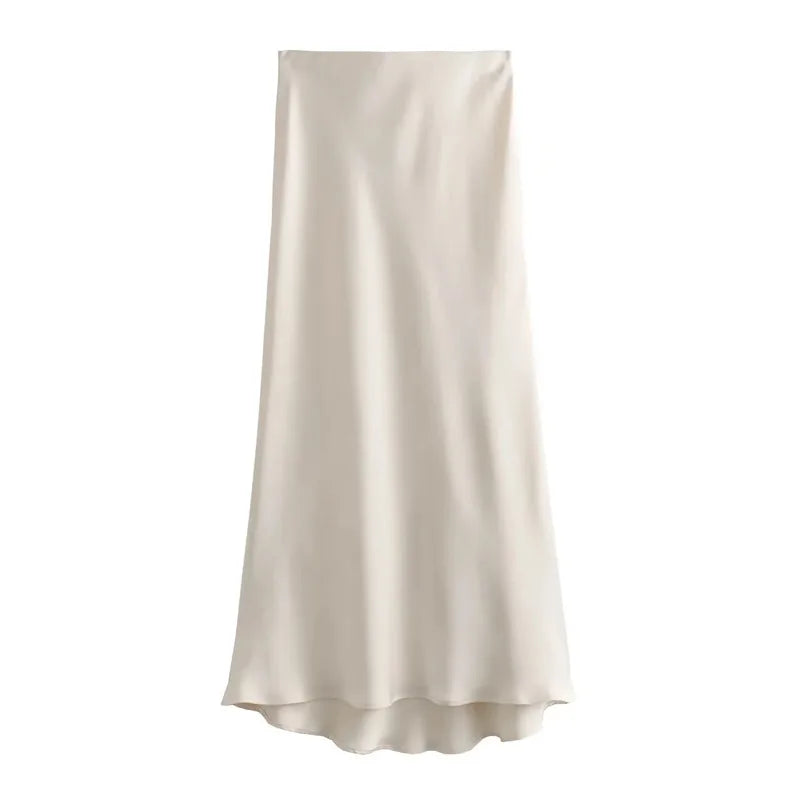 Woman Satin Skirt Women High Waist Long Skirts For Women Summer Black Midi Skirt Office Elegant Women's Skirts