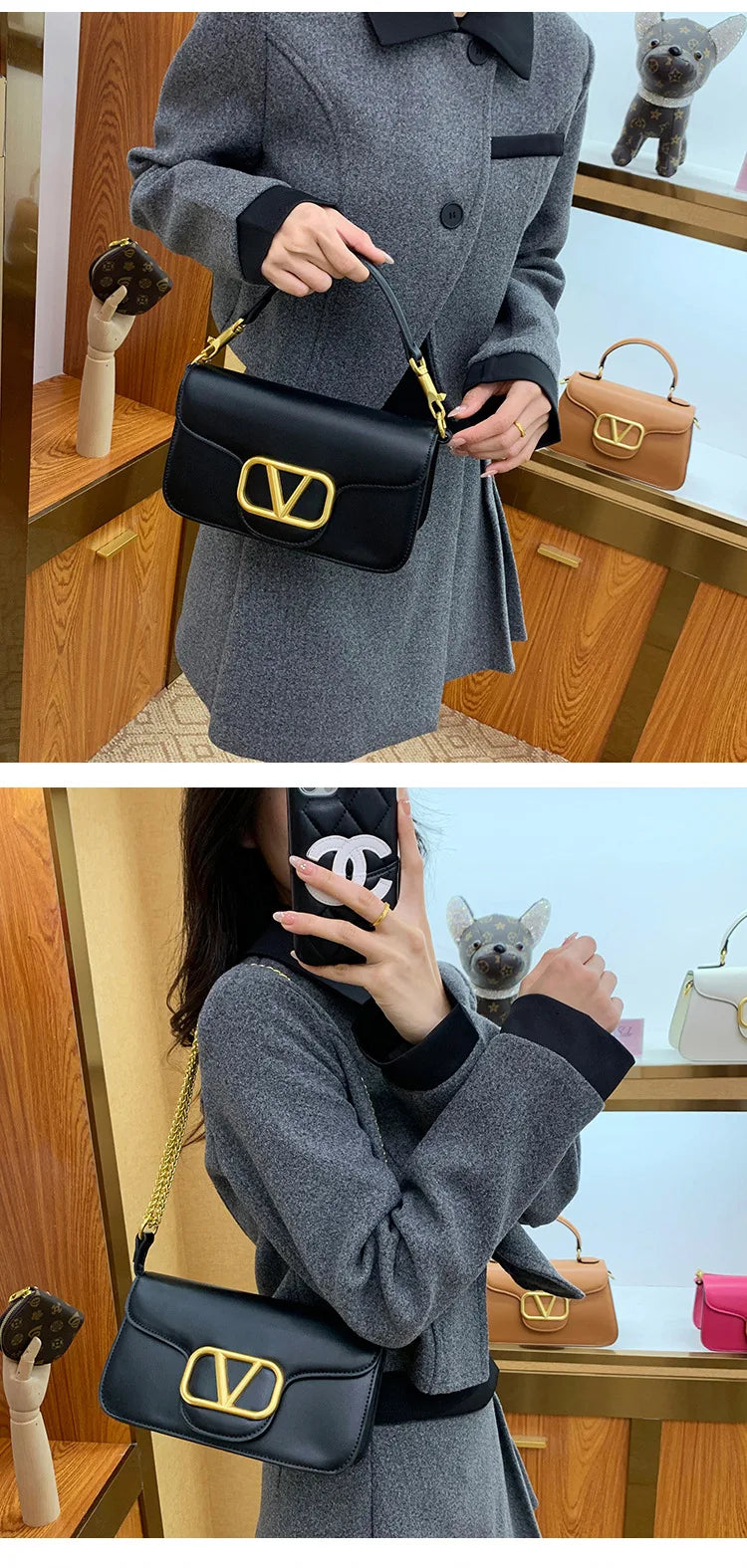 Women's Calf leather handbag chain one-shoulder crossbody bag high-quality women's bag