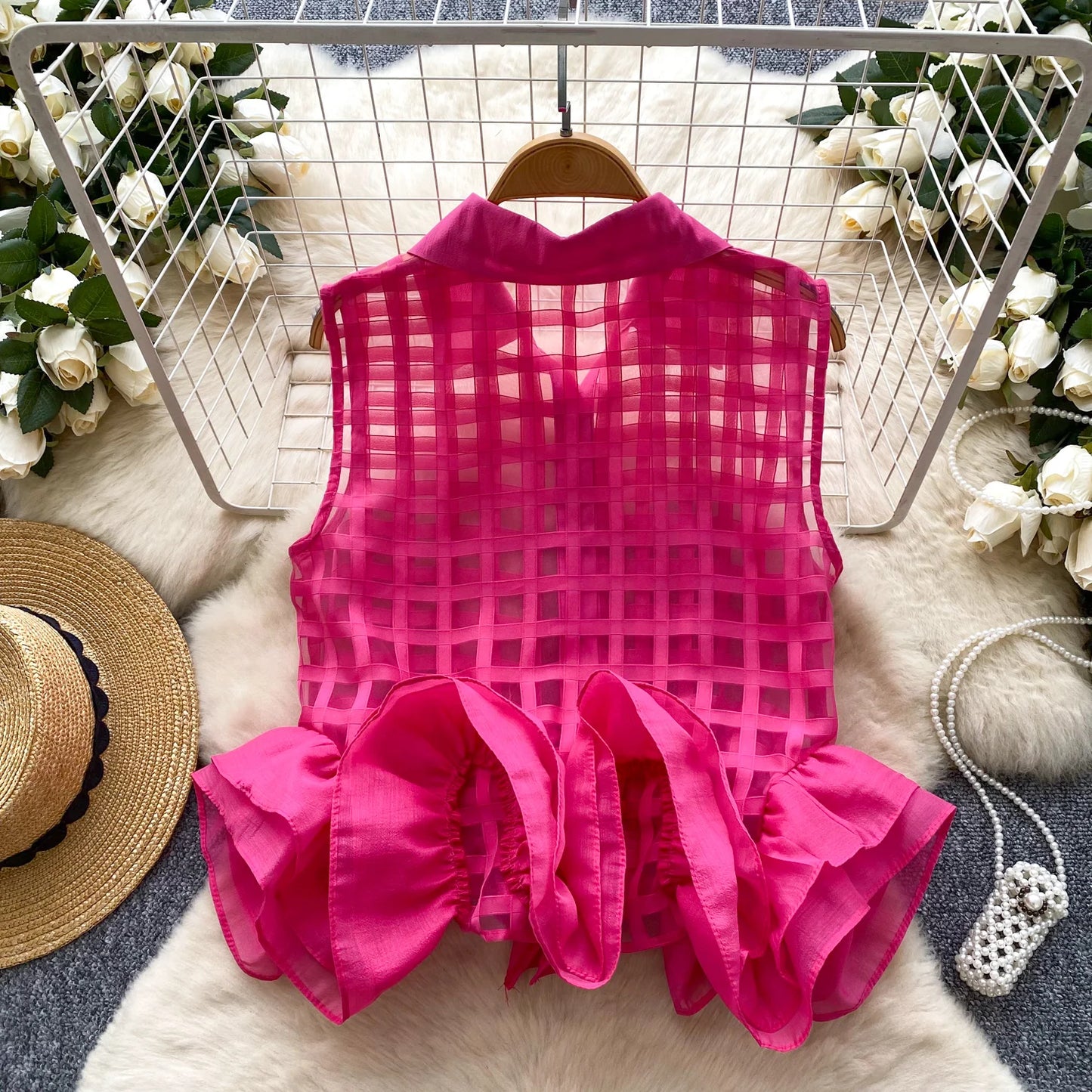 Vintage Bandage Lace Sleeveless Blouse Slim Elegant Korean Fashion Sexy Shirt