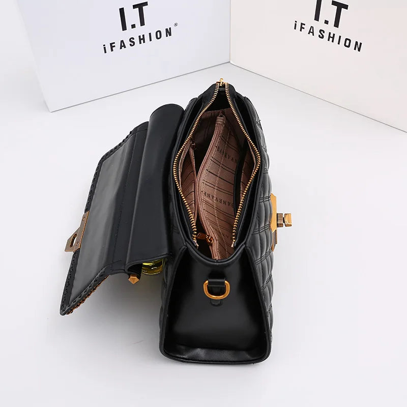 Women's handbag high-end light luxury diamond grid small square bag, shoulder and crossbody