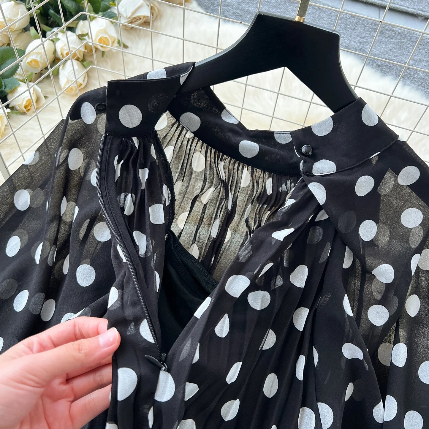 Women Elegant Long Flare Sleeves Vintage Bow neck Bow Loose Midi Dress