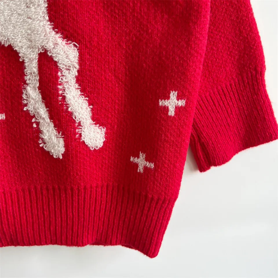 Jacquard Ball Christmas Sweater Pullover Round Neck Sweater