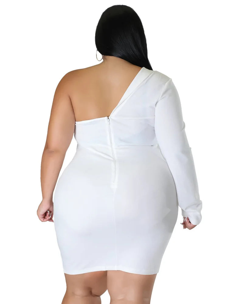 Plus Size Dress Long Sleeve V Neck Solid Sexy Mini Suit Dress Party Dresses