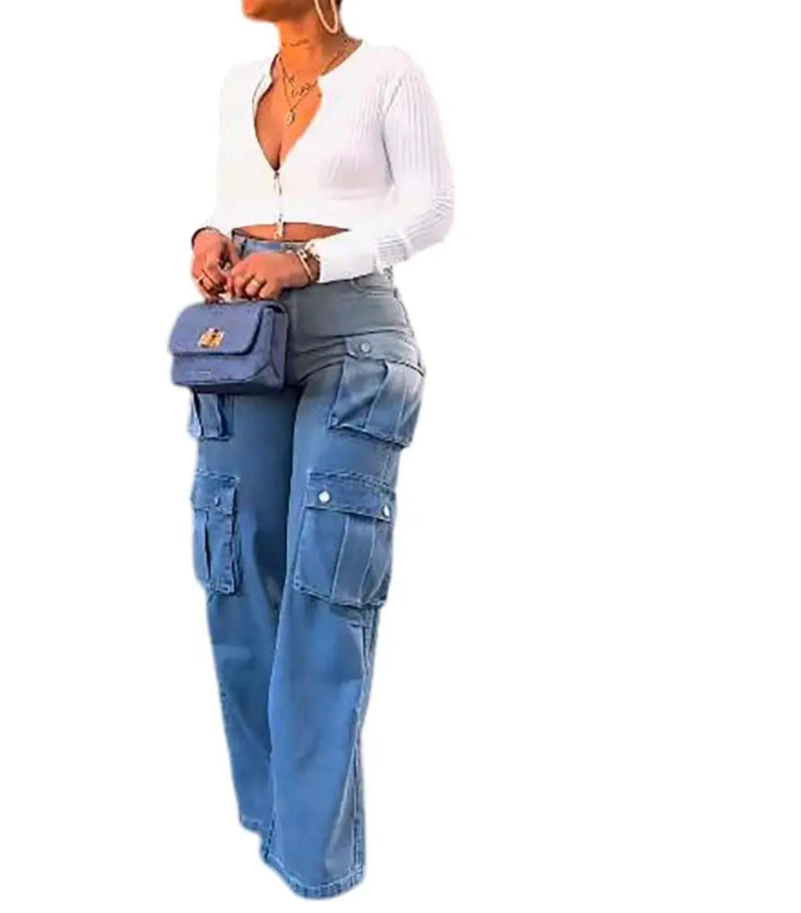 Women Denim Pant Jeans Wide Leg Long Pants Graduation High Waist Straight Trousers Y2k Streetwear
