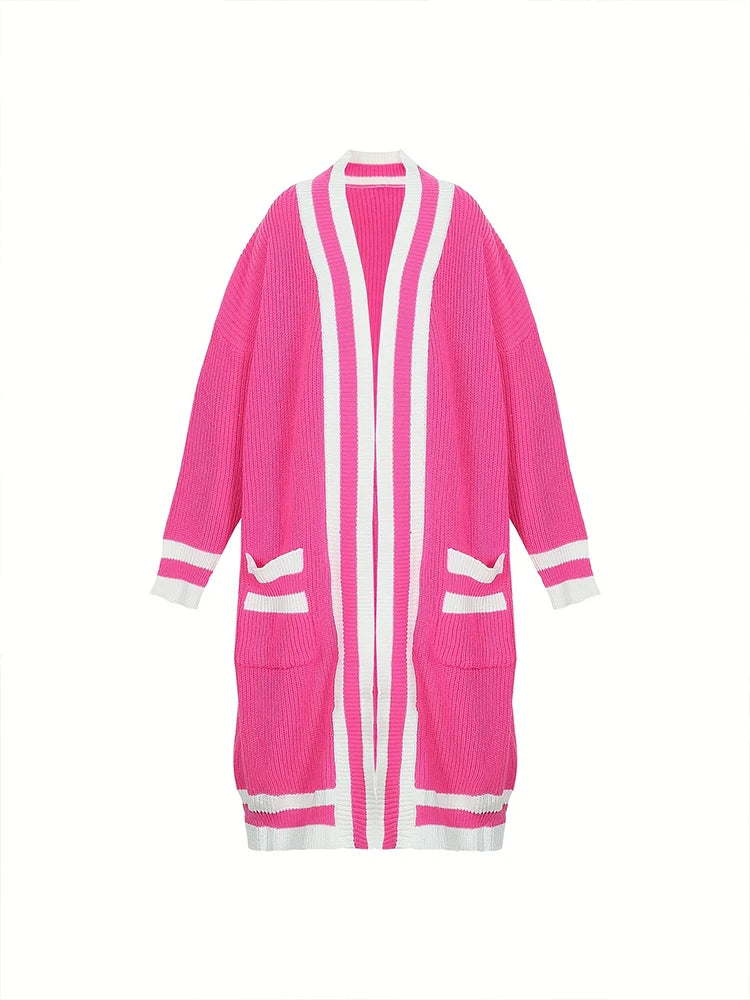 Plus Size Women's Long Sleeve V-Neck Maxi Cardigan Button Down Thick Casual Cardigan