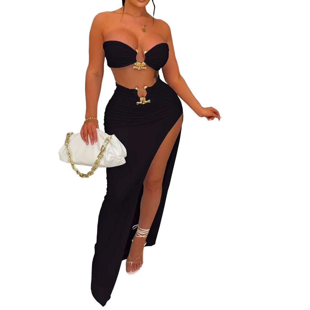 European and American women's casual fashion sexy irregular skirt suit beach dress Resort Wear