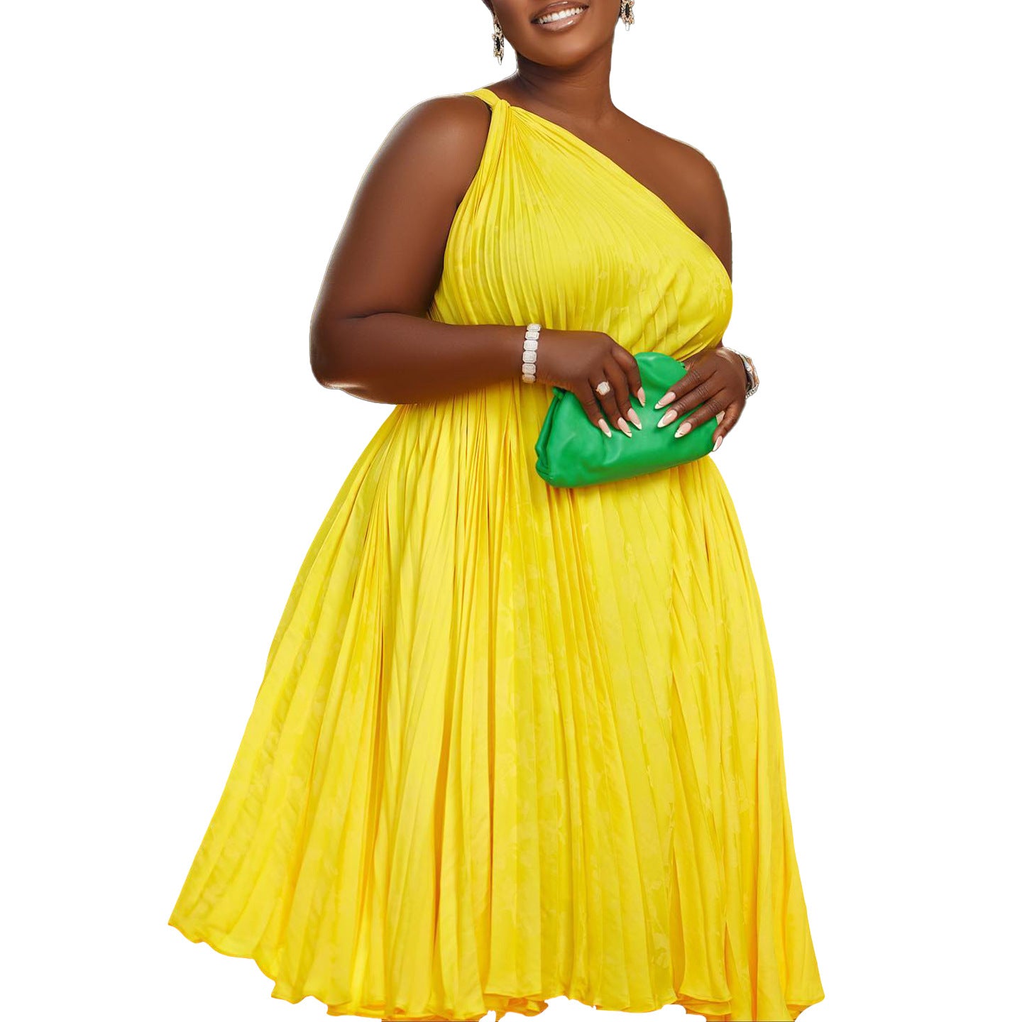 Women Sleeveless Pleated Polyester Knee-length Dress for Women