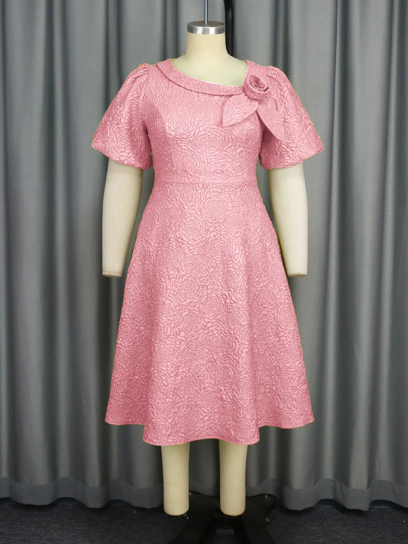 Women Plus Size Jacquard Dress A-Line Party Banquet Dress Cocktail Dress