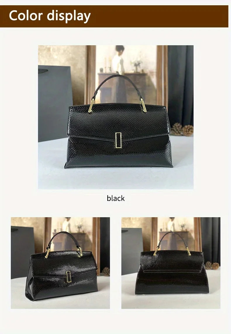 High End Women's Black Bag, Large Capacity Hand-Held Crossbody Bag