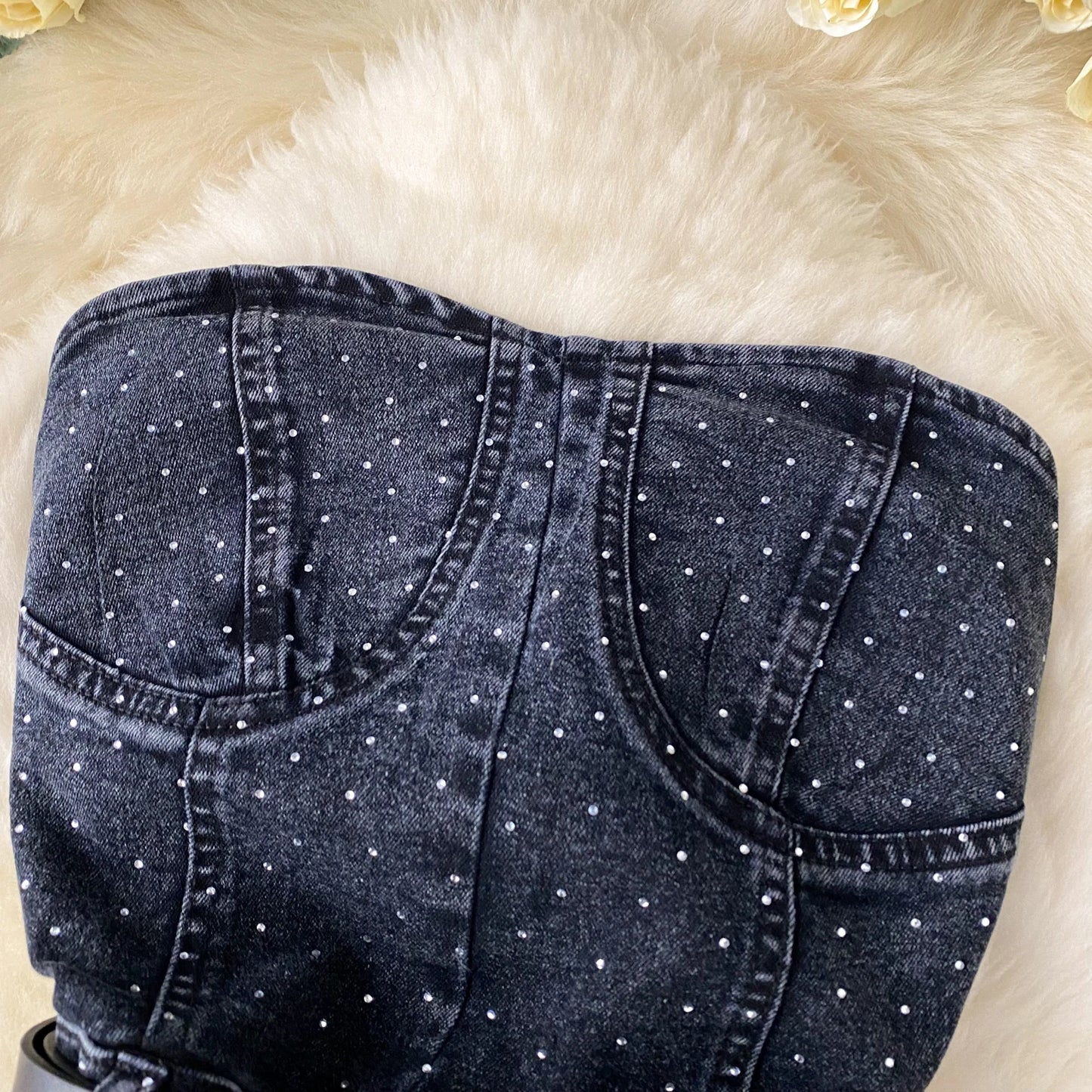 Women Denim One Pieces Summer Playsuit High Waist Slim Sleeveless Strapless Sashes Outfits