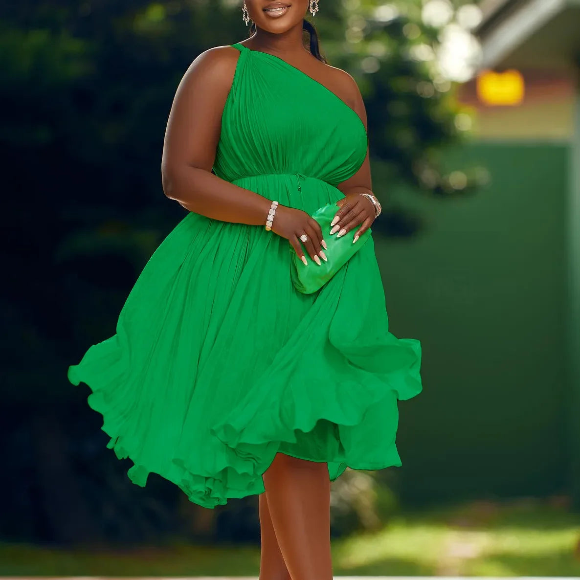 Women Sleeveless Pleated Polyester Knee-length Dress for Women