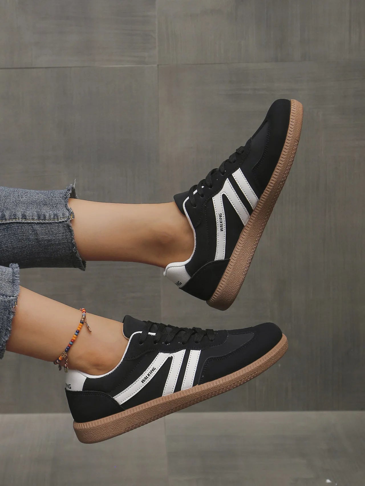 Mix Color Women's Autumn Sneakers Fashion Splicing Flat Heel Vulcanized Shoes Female Lace-Up Sneakers