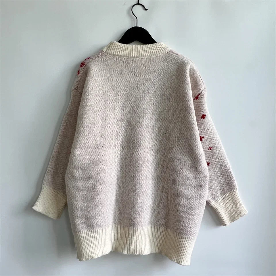 Jacquard Ball Christmas Sweater Pullover Round Neck Sweater