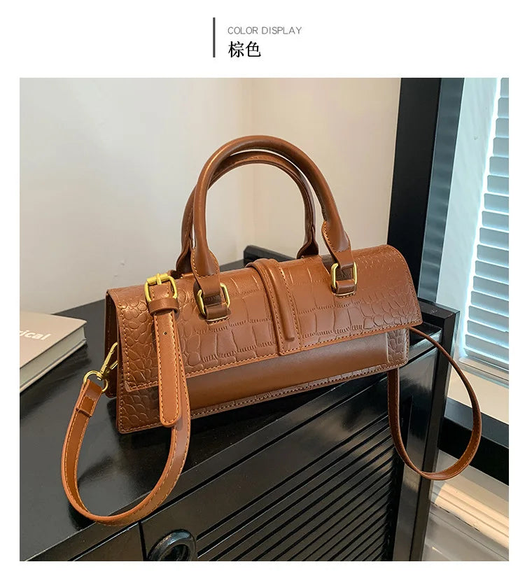 Ladies Shoulder Bag High Quality PU Stone Pattern Crossbody Bag for Women Armpit Clutch