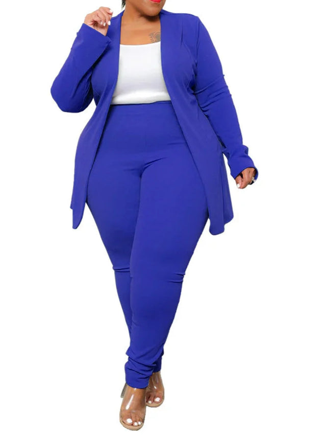 Plus Size Two Piece Outfits Women Matching Suit Solid Top Leggings Pants Sets