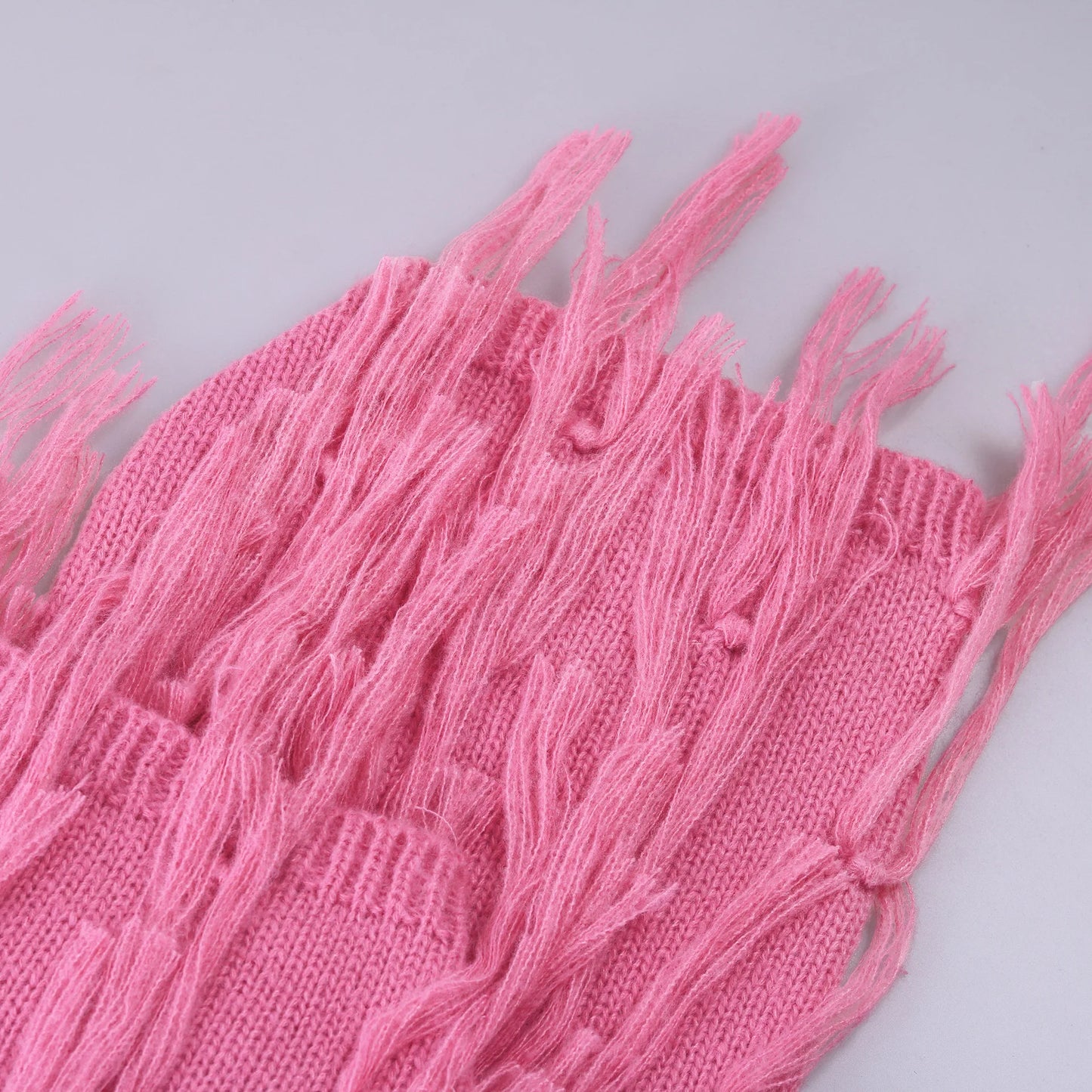 Tassels Design Solid Color Sweater Women Loose Knitted Pullover Jumper