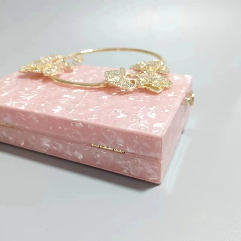 Banquet Pearlescent Acrylic Purse Women's Tote Crossbody Shoulder Square Bag