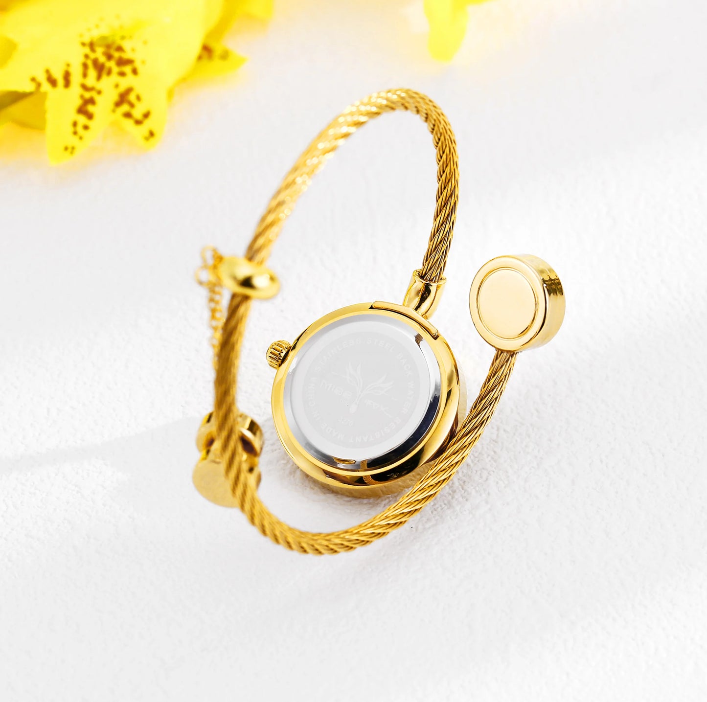 Mini Gold Watches For Women Causal Fashion Open Band Small Watch Power By Battery Ladies Wristwatches