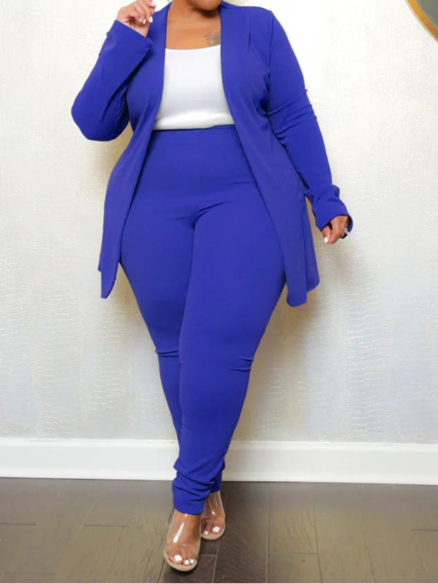 Plus Size Two Piece Outfits Women Matching Suit Solid Top Leggings Pants Sets
