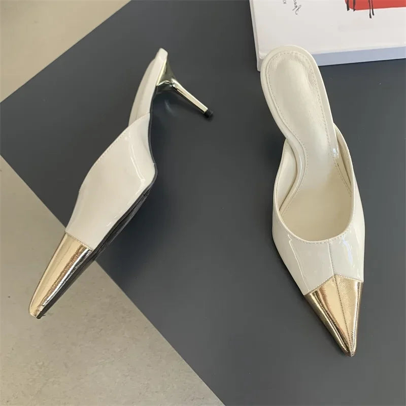 Pointed Toe Women Slippers Sexy Thin Heels Sandals Banquet Mule Shoes
