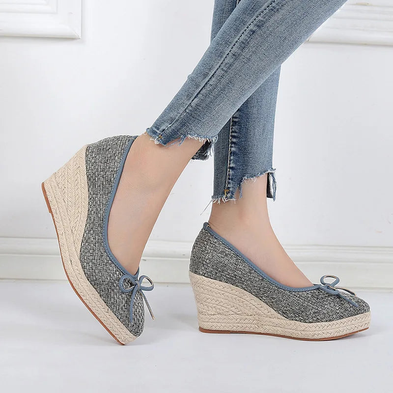 Women Bow Wedges Elegant Casual Woman Wedges