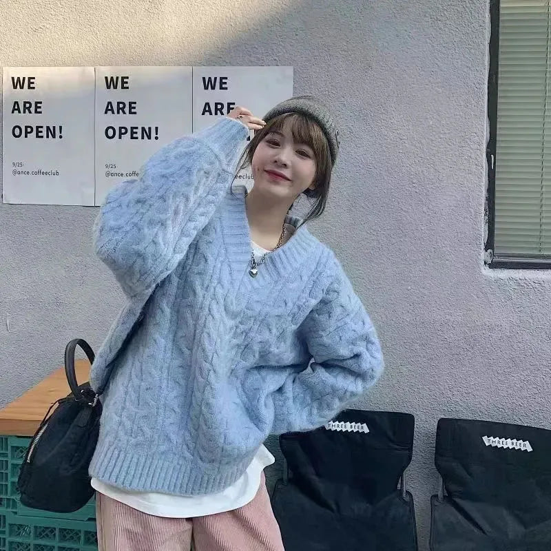 Oversized Knitted Long Sleeve Pullover for Women
