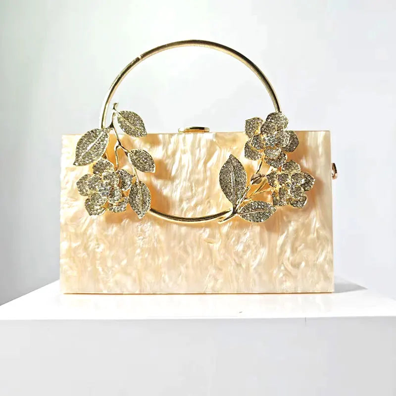 Banquet Pearlescent Acrylic Purse Women's Tote Crossbody Shoulder Square Bag