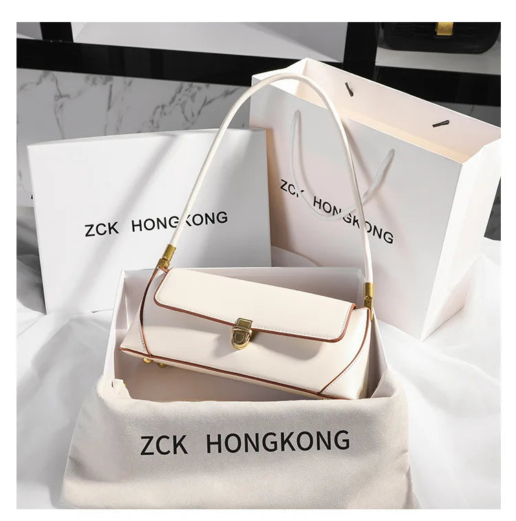 Armpit bag high-end solid color one-shoulder portable genuine leather bag