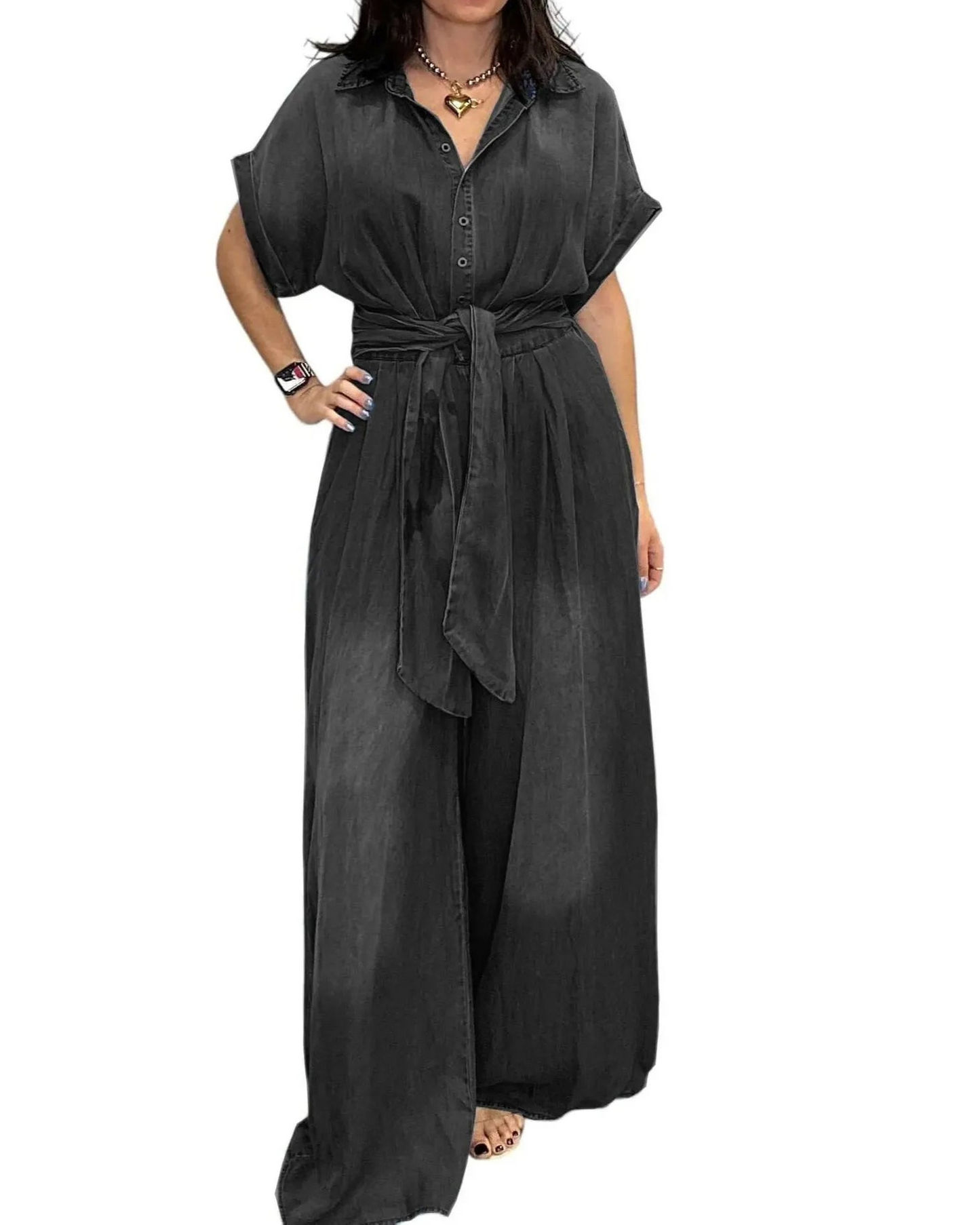 Denim Jumpsuits Women Loose Rompers Tie Dye One Piece Y2k Streetwear Wide Leg Jumpsuit