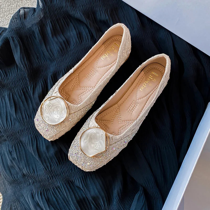 Flats Shoes for Women Rhinestone Slip-on Loafers Shoes