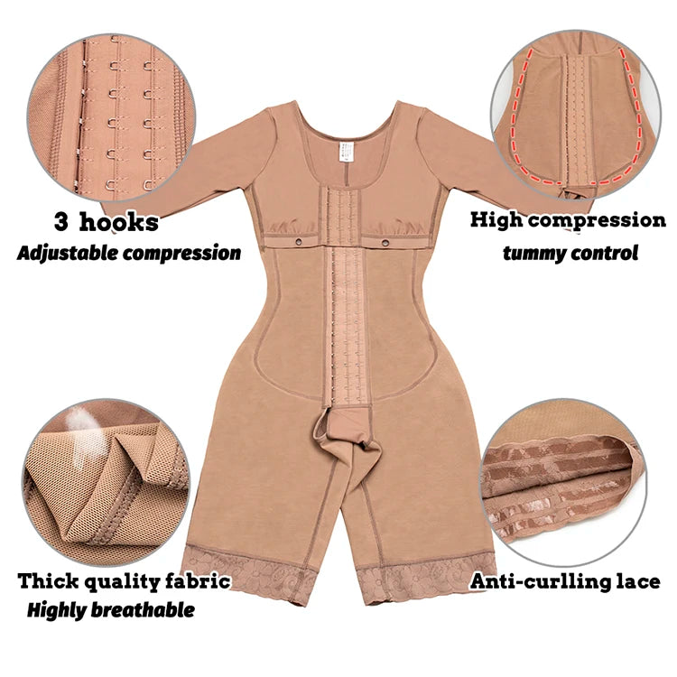 Full Body Colombian Girdles Shaper High Compression Bodysuits Postoperative Postpartum Lipo Arm Slimmer