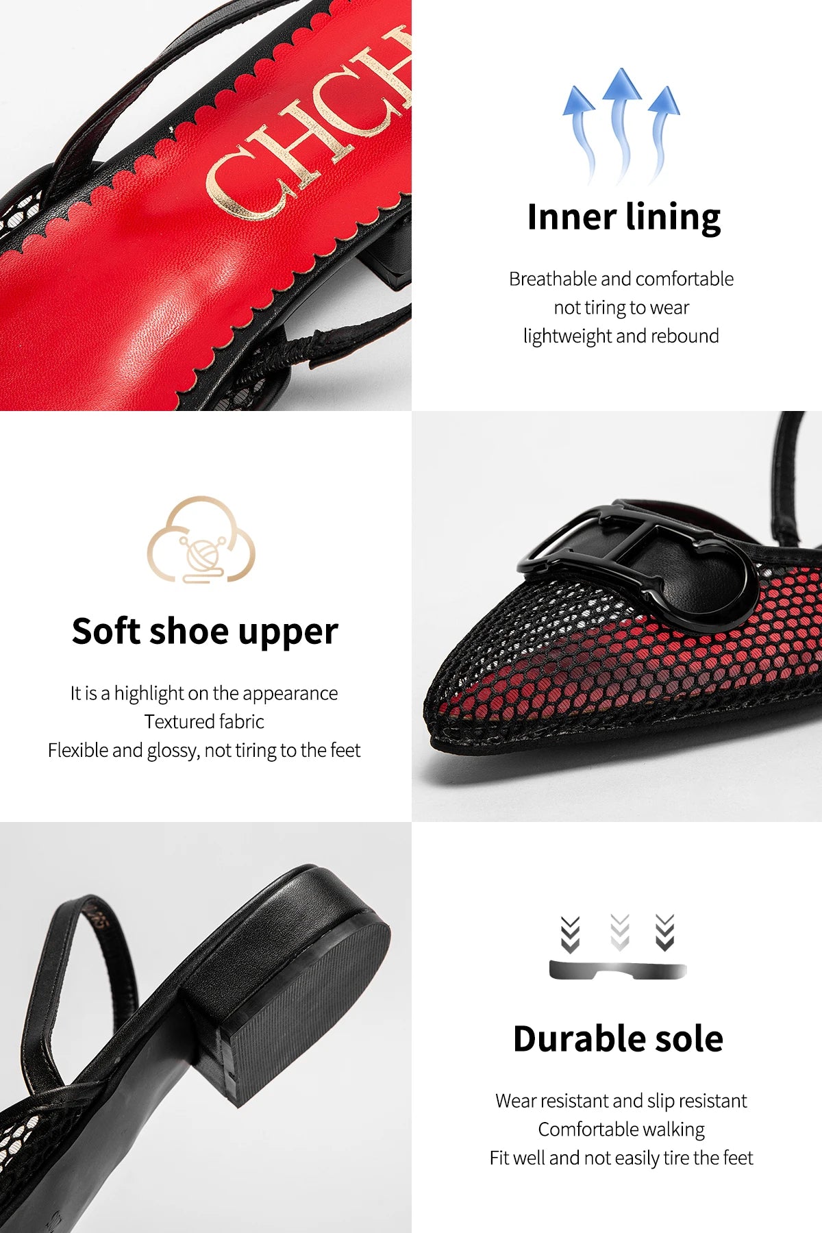 Women's Flat Shoes Mesh Hollow Sandals Black Women's Shoes Mesh Sandals