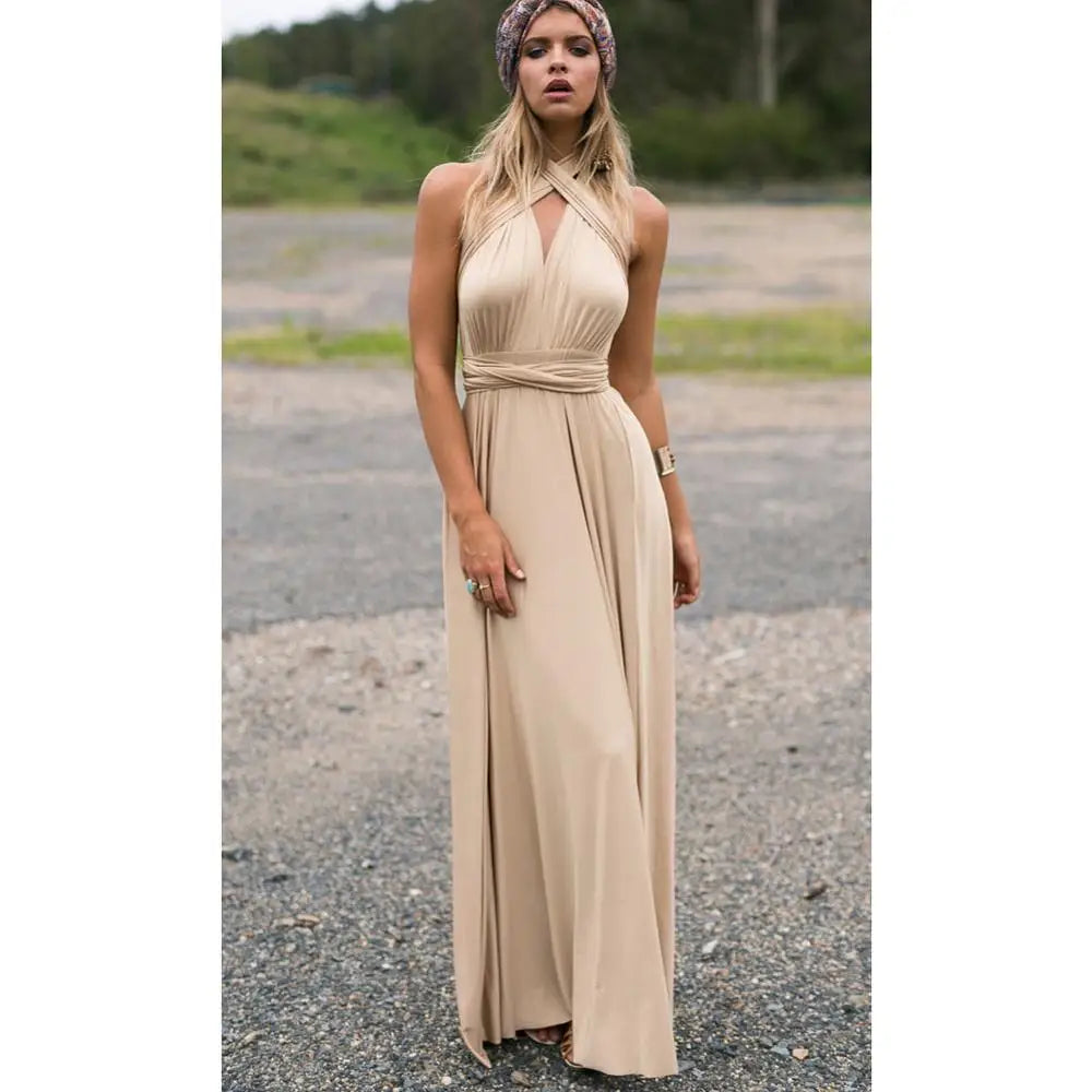 Multiway Wrap Convertible Boho Maxi Dress Bridesmaid Infinity Robe Dresses