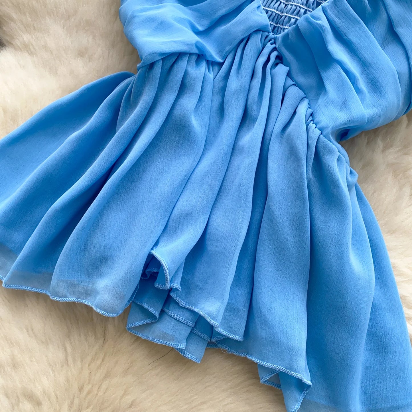 Chiffon Tops Straps Deep V Backless Top Ruffles Short Tank Top Vacation Style Sexy Tops