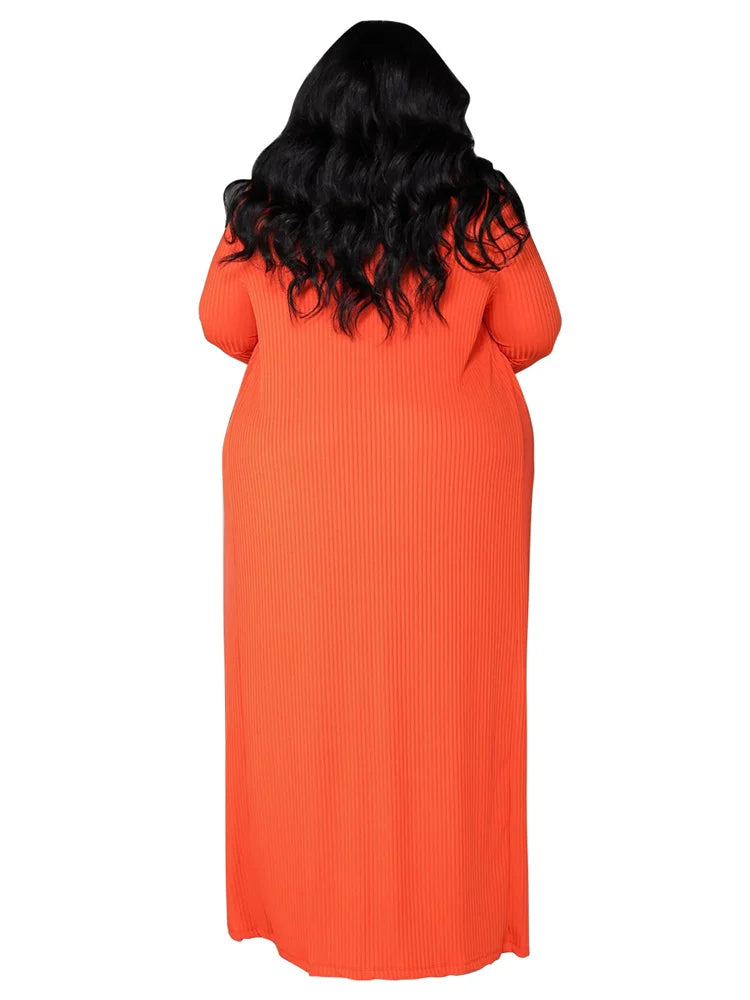 Plus Size Dress Sets 2 Piece Outfits Maxi Dress and Cover Coat Matching Suit