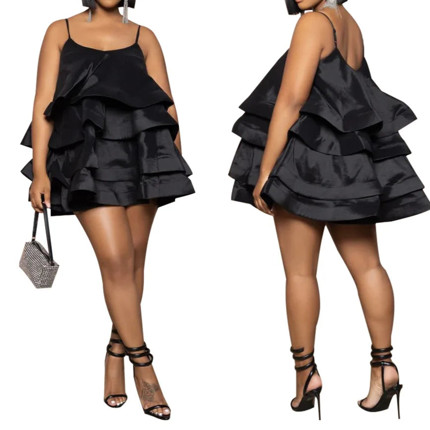 Women Spaghetti Strap U Collar Sleeveless Party Mini Fairy Satin Dress