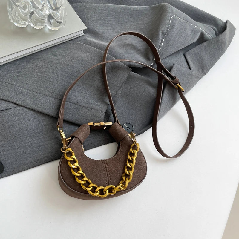 Mini PU Leather Saddle Shoulder Bag for Women Y2K Handbags and Purses Crossbody Bags