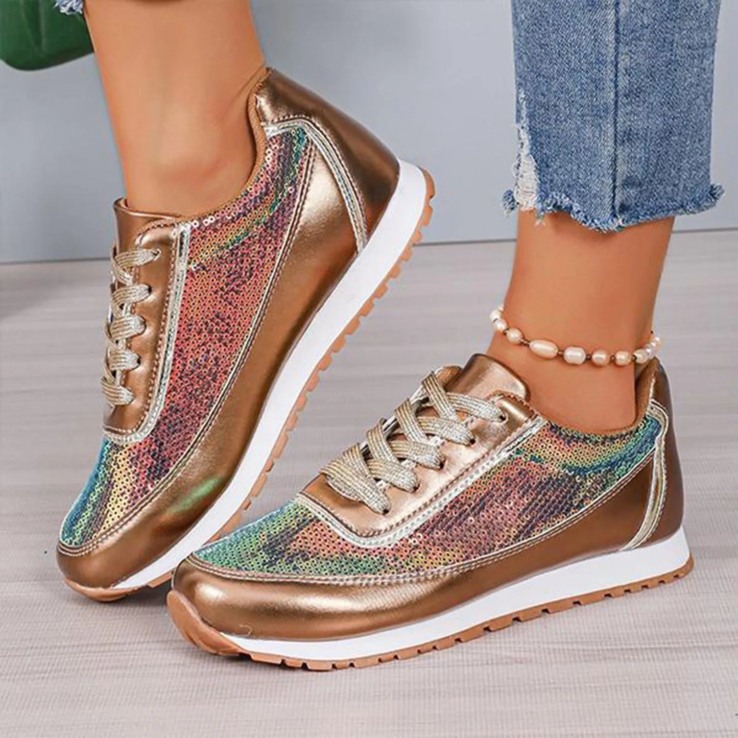 Casual Shoes For Women Sneaker Wedges Sequined Casual Sneakers Fashion Comfortable Sneakers