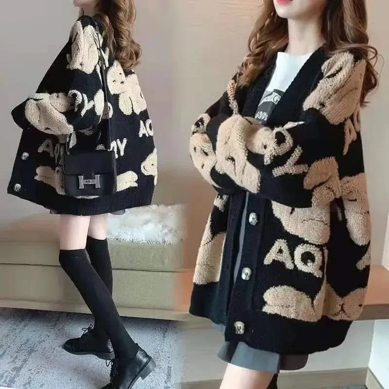 Cardigan Women New Fashion Casual Sweater Jacket Loose Knitting Warm Cardigan