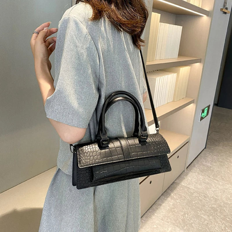 Ladies Shoulder Bag High Quality PU Stone Pattern Crossbody Bag for Women Armpit Clutch