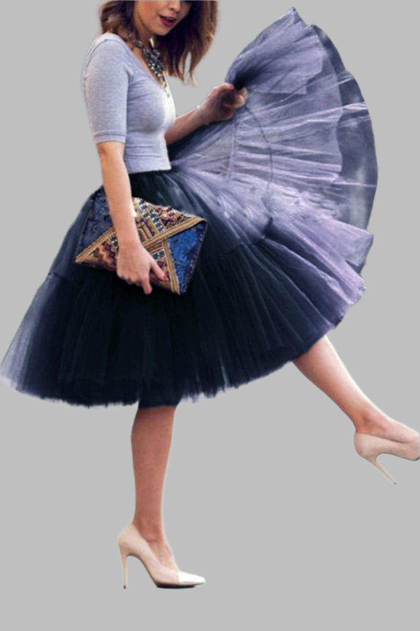 Fluffy Tulle Skirt Petticoat Adult Elastic Waist Underskirt Layers Bridal Midi Tutu Skirts Women Prom Evening