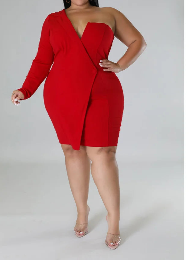 Plus Size Dress Long Sleeve V Neck Solid Sexy Mini Suit Dress Party Dresses