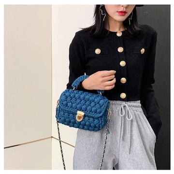 Shoulder Crochet Bag Exclusive Metal Lock and Buckle Hardware Set
