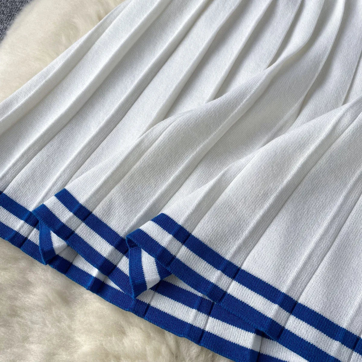 Mini Skirt Set Women Two Piece Sets Polo Collar Knit Shirt Tops Skirt Sets Casual Y2k