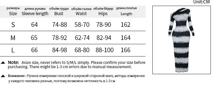 Contrast Patchwork Inclined Shoulder Striped Women Print Maxi Bodycon Dress