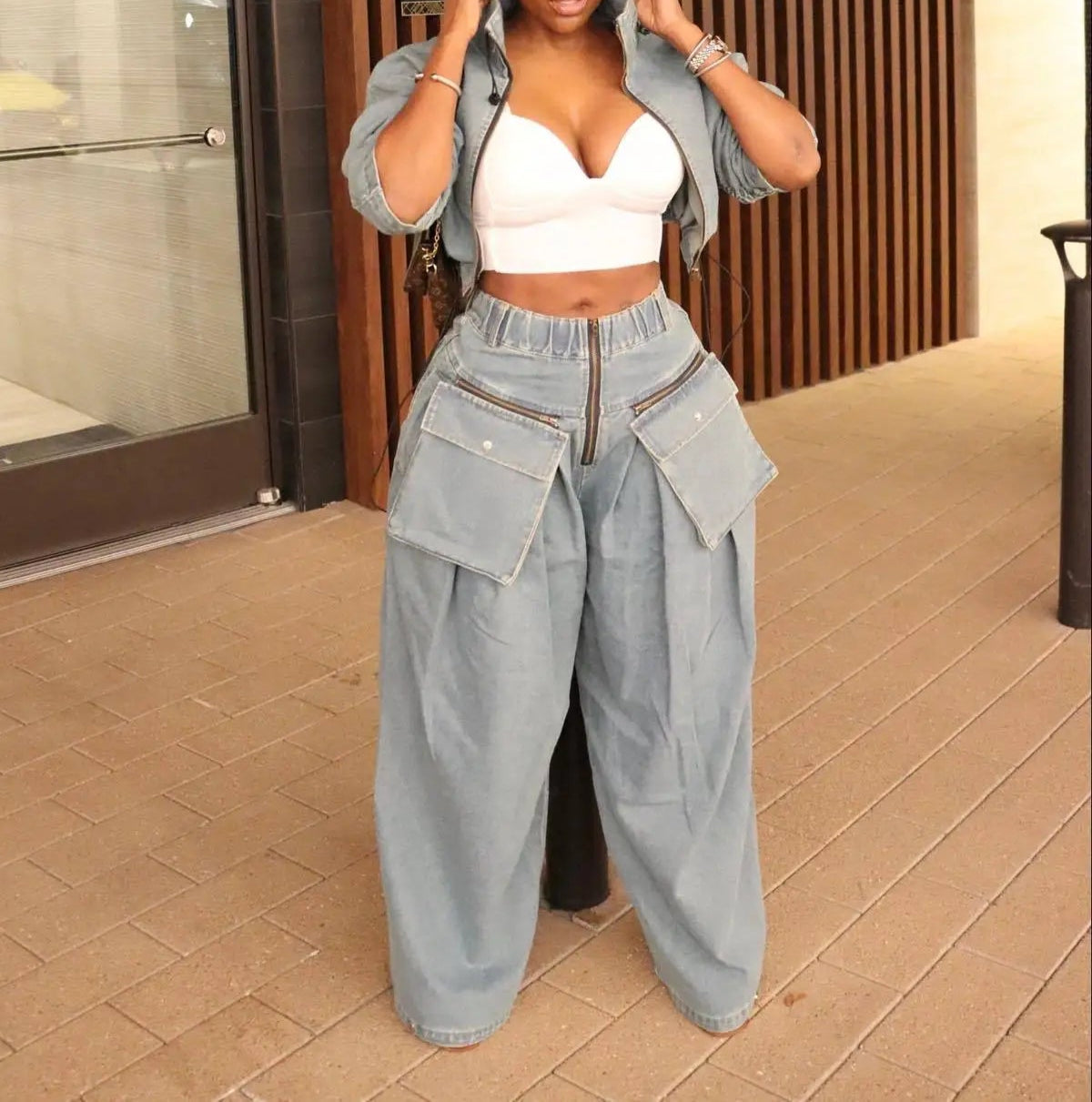 Denim Two Piece Sets Women Pant Set Y2k Streetwear Coats Jeans Elegant Matching Sets
