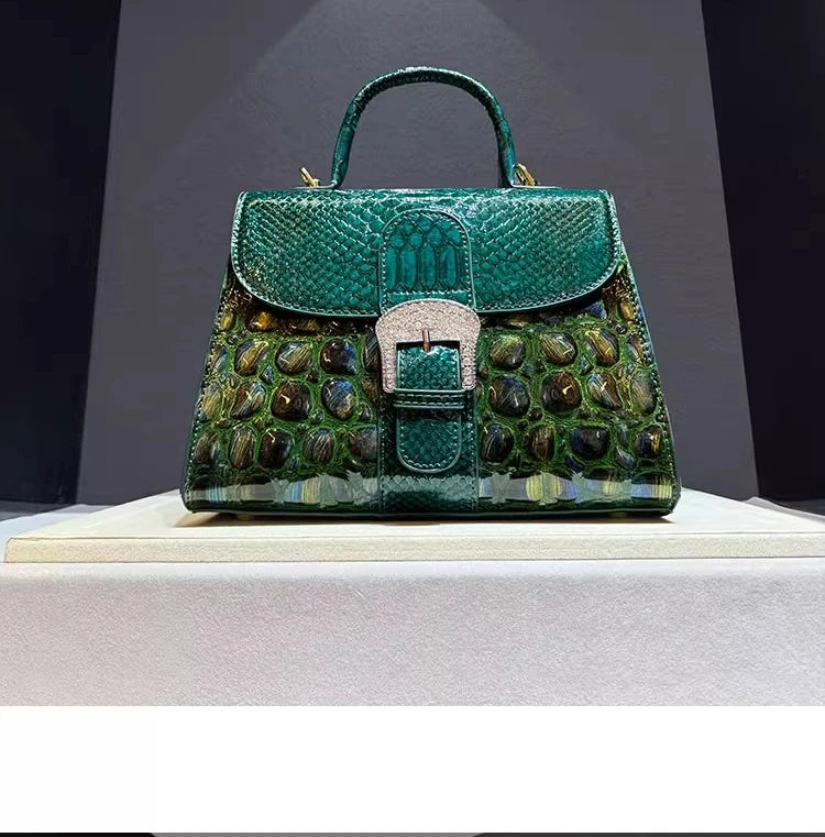 Quality Cowhide Shoulder Crossbody Bag Women's Alligator Print Handbag