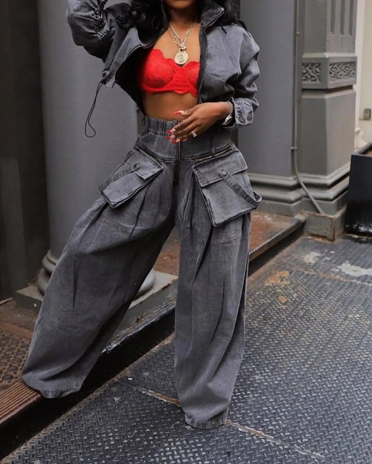 Denim Two Piece Sets Women Pant Set Y2k Streetwear Coats Jeans Elegant Matching Sets