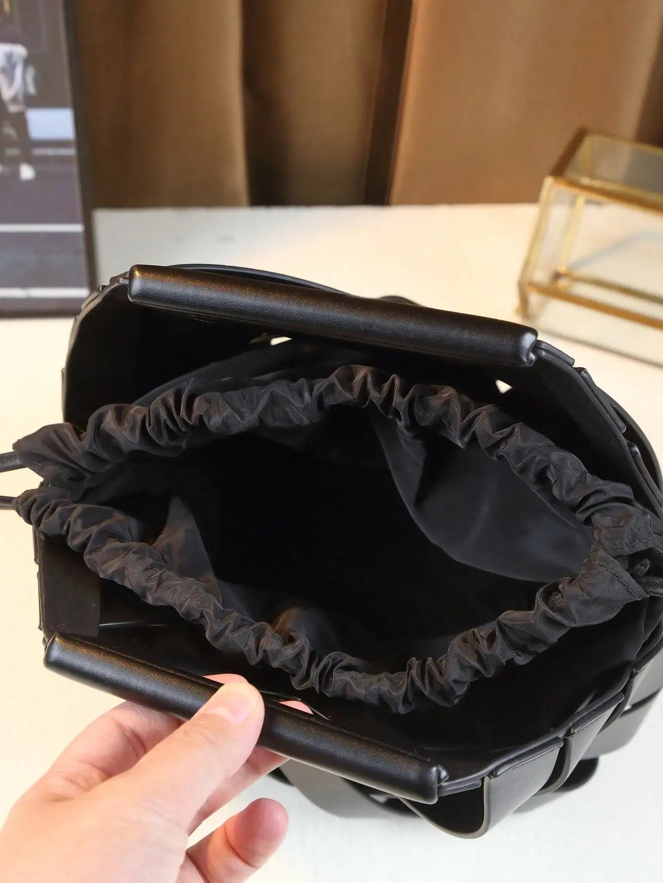 Woven Design Women Handbag, Tote Basket Bag, High-End Inverted Triangle Shaped Handbag