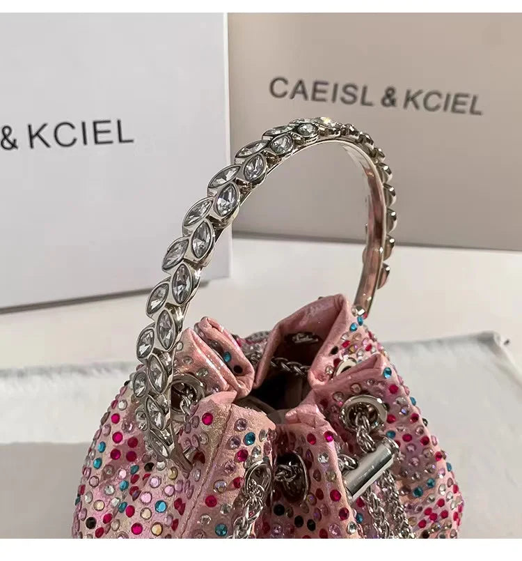 Wedding Party Clutch Purse Glitter Shiny Diamond Banquet Bag Chain Bag